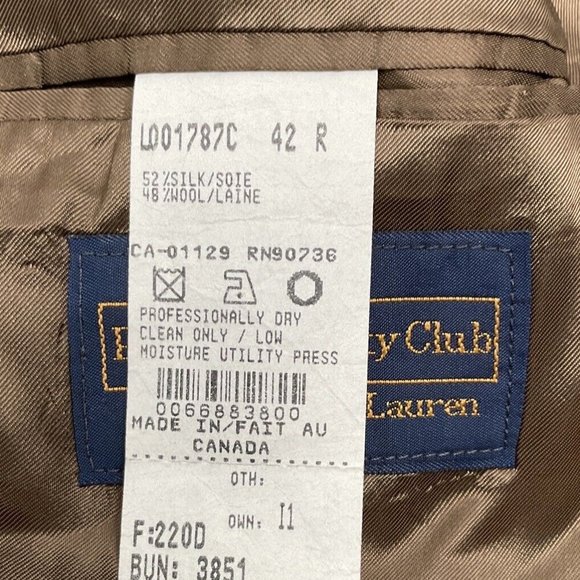 42R Polo University Club $595 Blazer Men Brown Check Wool Ralph Lauren J… - Picture 7 of 10